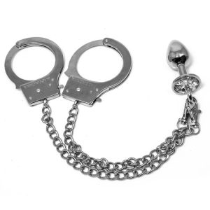 Bondara Anal Arrest Metal Handcuffs with Butt Plug