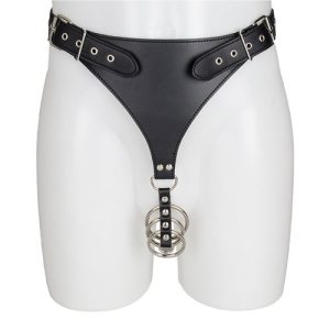 Bondara Black Male Chastity Harness with Cock Rings