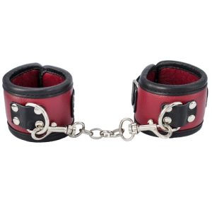Bondara Confined Red and Black Leather Handcuffs