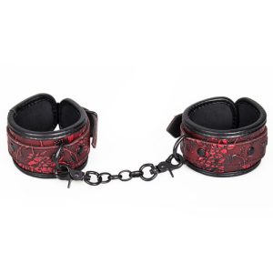 Bondara Hostage Black and Red Floral Wrist Cuffs