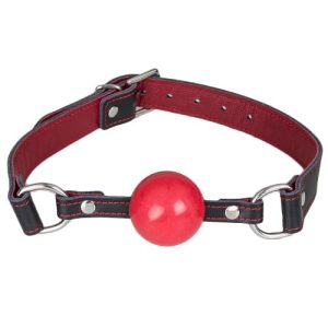 Bondara Luxe Black and Red Leather Silicone Ball Gag