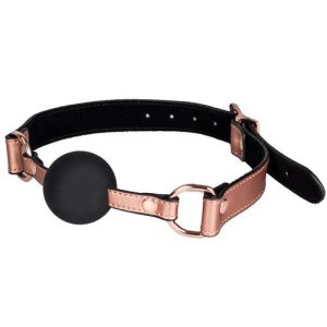 Bondara Luxe Rose Gold Real Leather Silicone Ball Gag