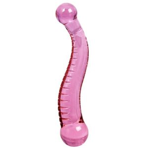 Glacier Glass Pink Curved Tentacle Dildo
