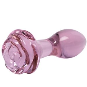 Glacier Glass Pink Rose Butt Plug - 5 Inch