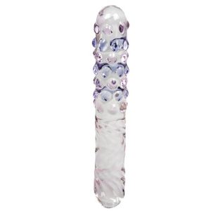 Glacier Glass Pink and Blue Textured Dildo