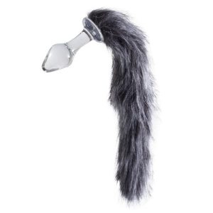 Kinky Tails Grey Cat Glass Butt Plug