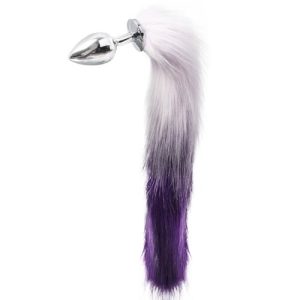 Kinky Tails Vixen Purple Faux Fur Stainless Steel Tail Butt Plug