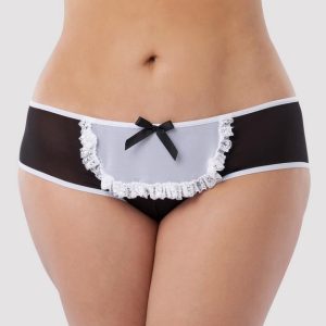 Lovehoney Fantasy Plus Size Crotchless Ruffle Back French Maid Knickers