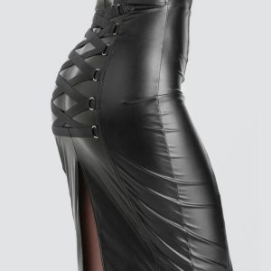 Lovehoney Fierce Black Leather-Look Skirt