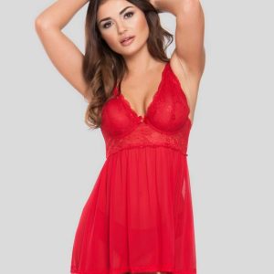 Lovehoney Love Me Red Lace Soft Cup Babydoll Set