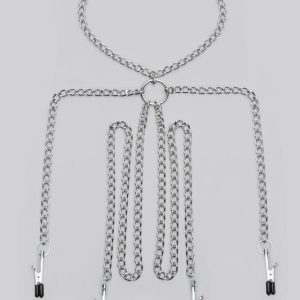 Metal Chain Harness with Nipple and Labia Clamps