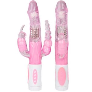 The Triple Treat Pink 3-Way Rabbit Vibrator