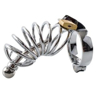 Torment Stainless Steel Chastity Cage with Penis Plug