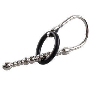 Torment Stainless Steel Ribbed Glans Ring Penis Plug  - 11.5cm